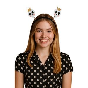 Halloween‎ Skull Headband Gold Crown NEW